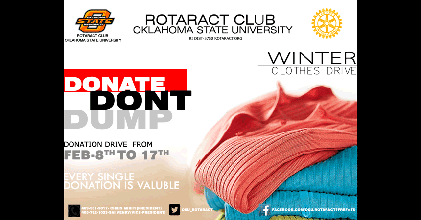 OSU Rotaract Club holding winter clothes drive poster