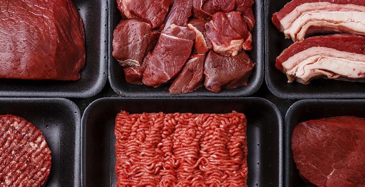 Meat cuts in retail case