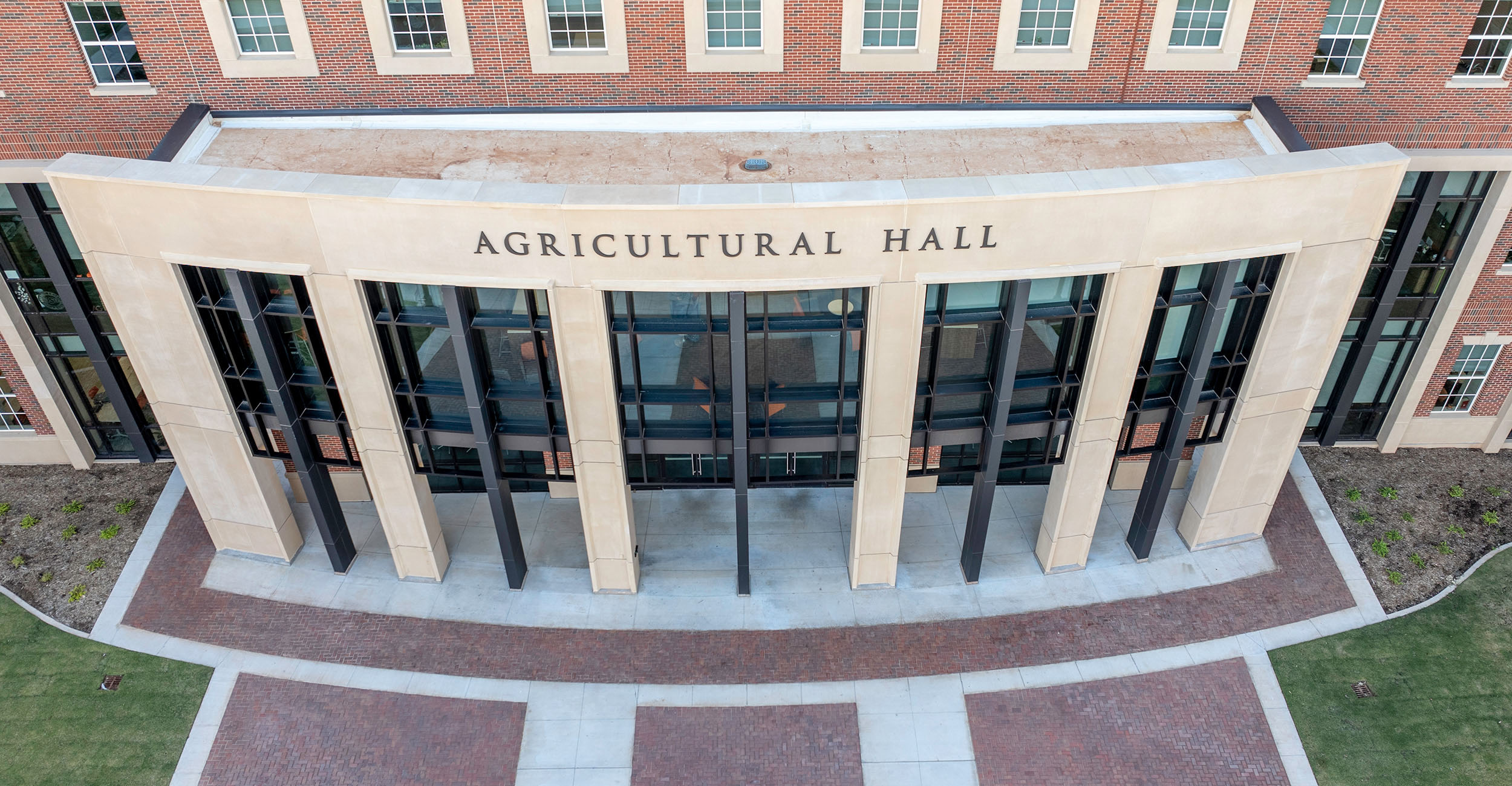 View of the front entryway of Agricultural Hall.