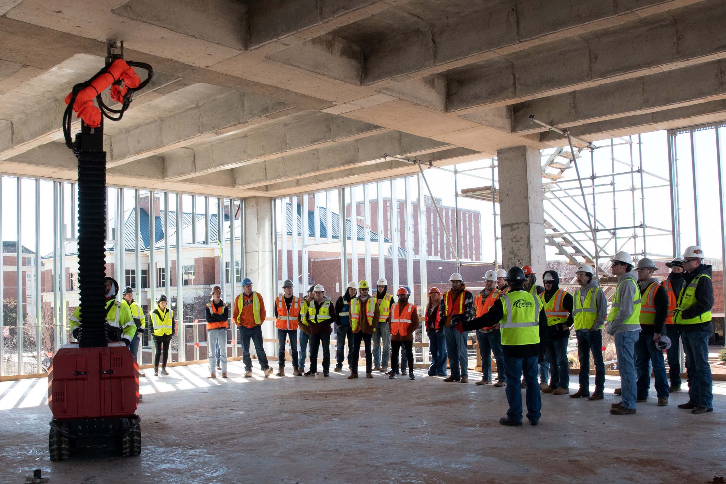OSU student see the jaibot robot on New Frontiers construction site