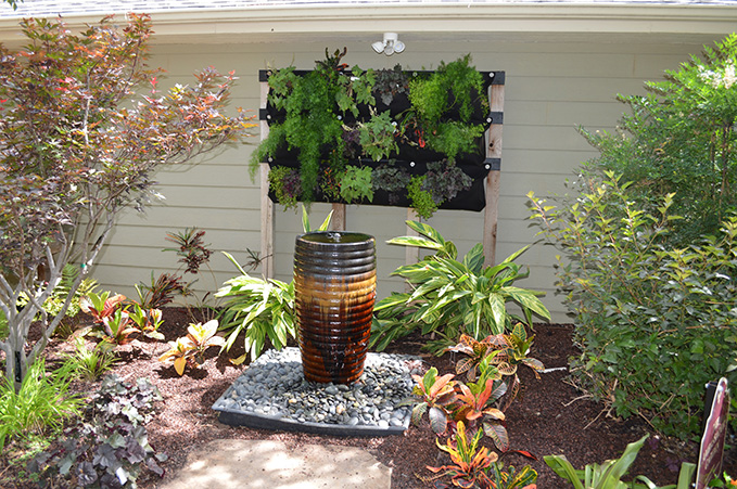 Vertical garden with fountain