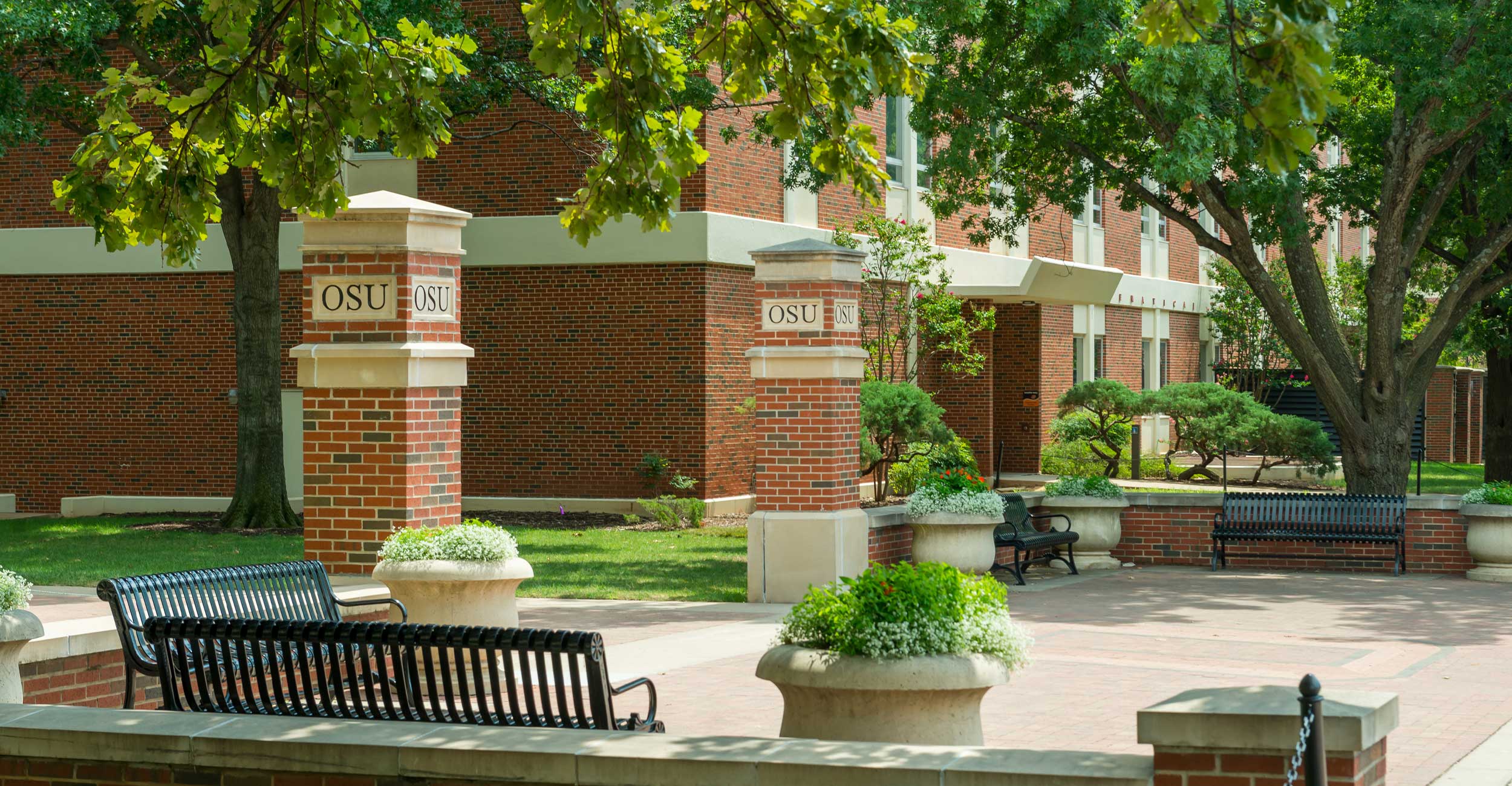 osu campus walkway and benches
