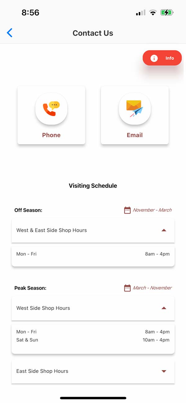 Screenshot from the Lake McMurtry Friends app