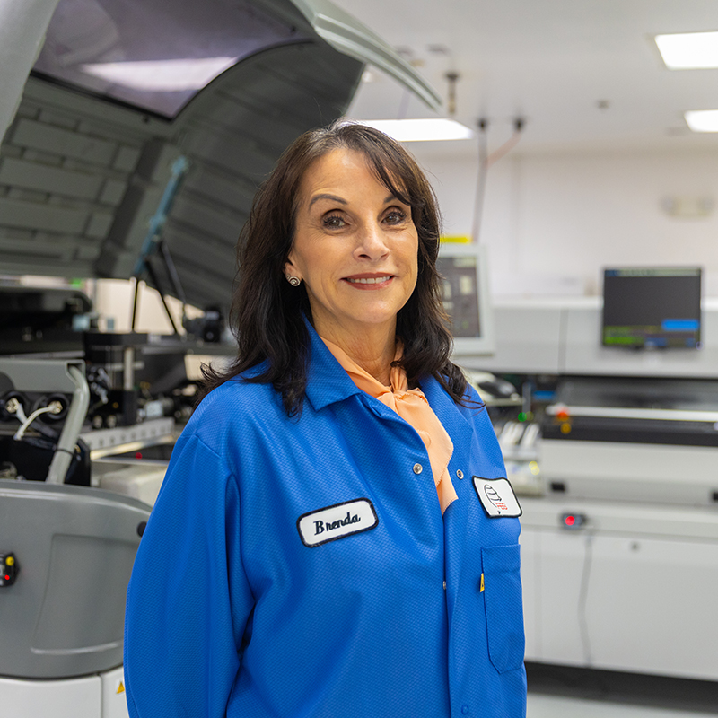 Brenda Rolls in her workplace