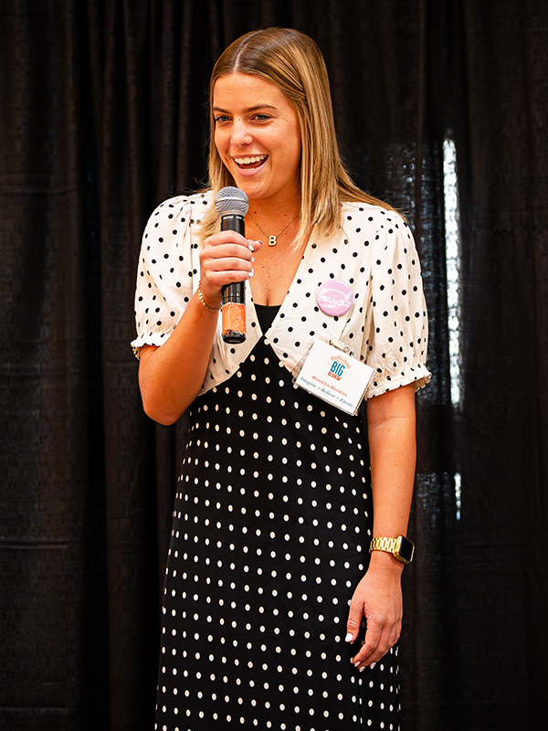 Brooklyn Hawkins Brooklyn Hawkins delivers a business pitch.