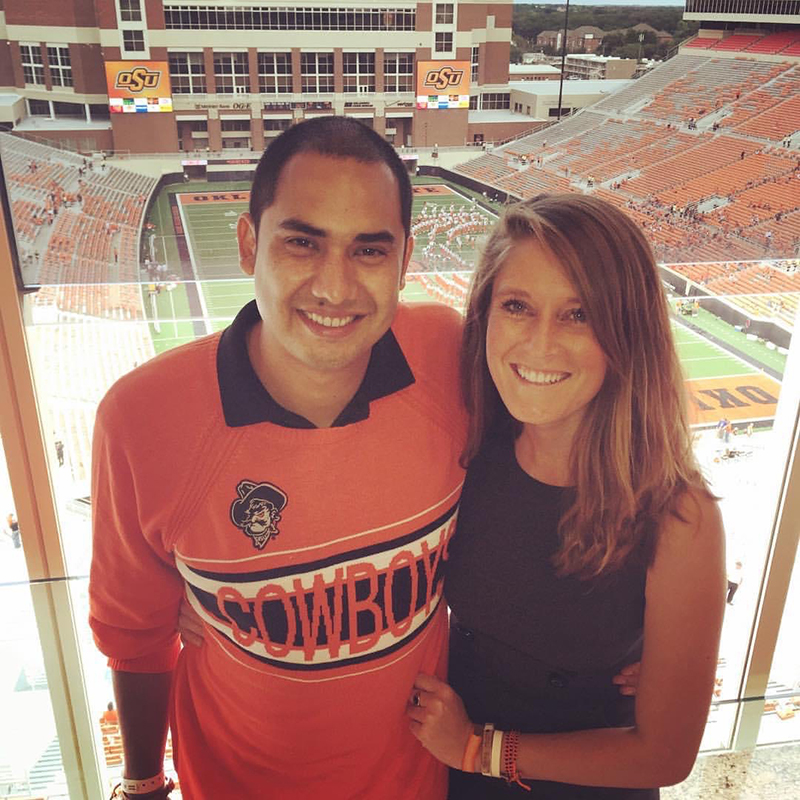Buttons at BPS Jon and Quinn at Boone Pickens Stadium