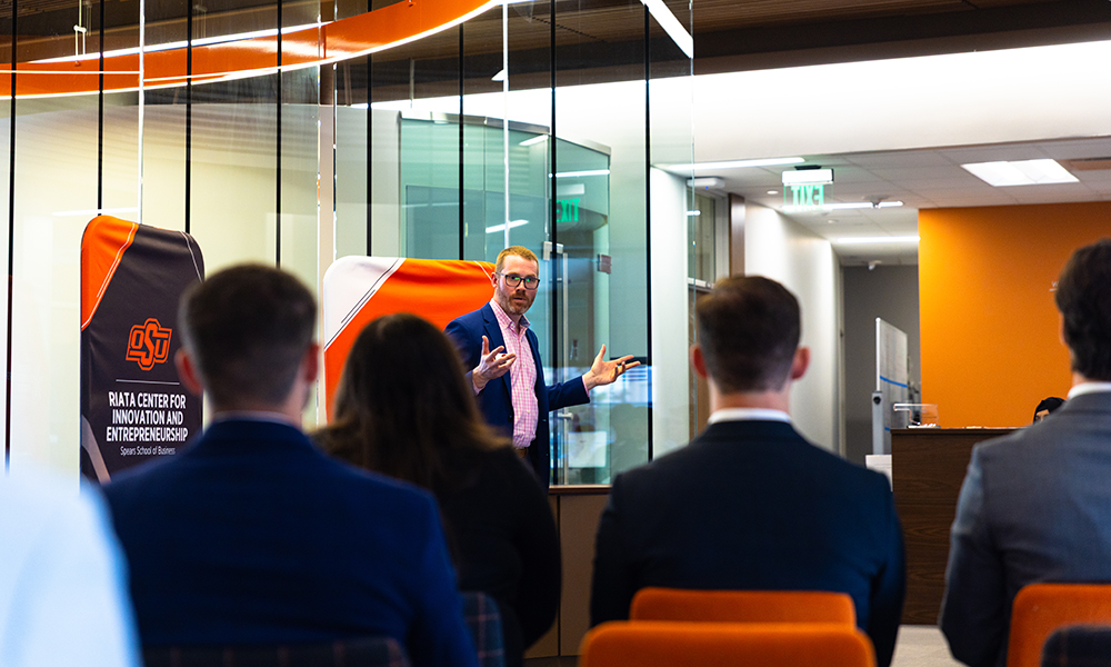 Chad Mills Riata Center director Chad Mills addresses the students.