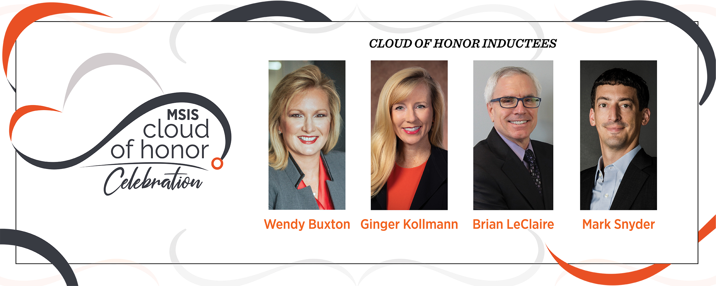 Cloud of Honor inductees, Wendy Buxton, Ginger Kollmann, Brian LeClaire and Mark Snyder.