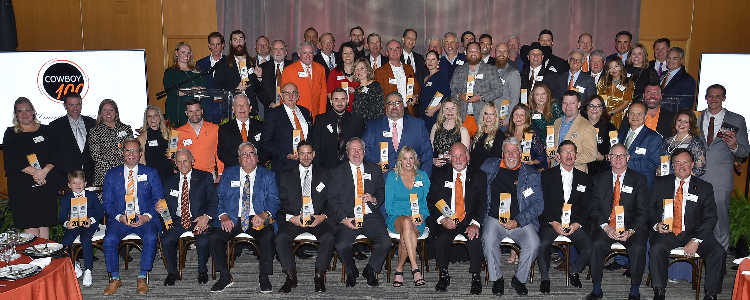 Photo of those recognized at the 2021 Cowboy100 Honoree Gala.