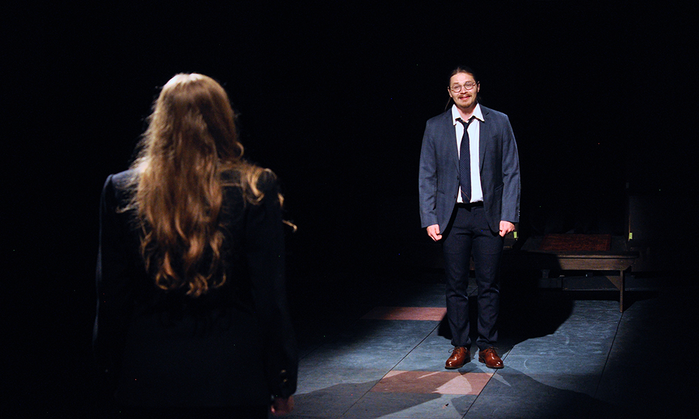 Bennett Frohock sings in a production of Legally Blonde.