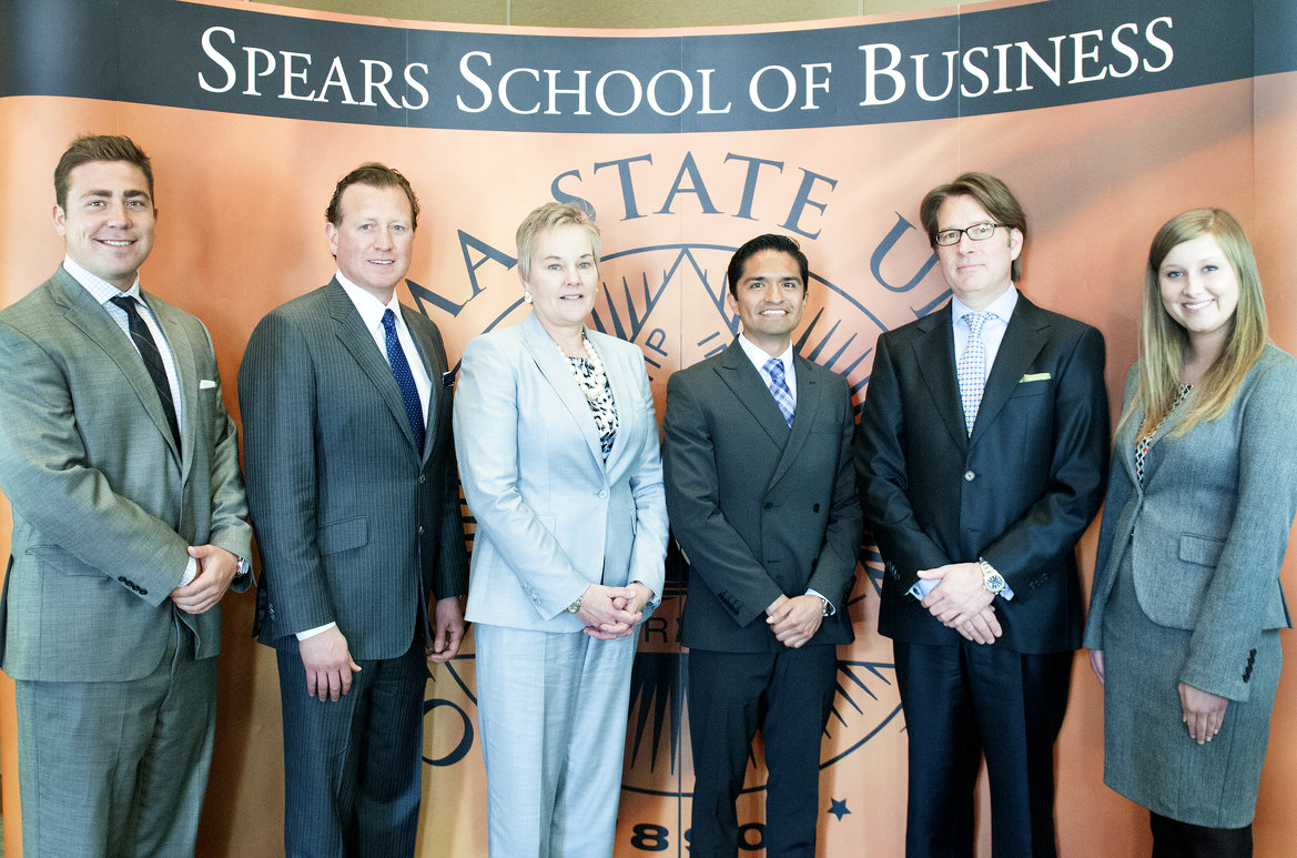 The Spears School's CEO Day was a huge success earlier this week. Participating were, from left, OSU student Cooper Jones; Joseph Eastin, president and principal of ISN; Alicia Smales, chief marketing office for Snap-on International; OSU student Ivan Prieto; Bill Hite, found and CEO of Hull Speed Associates, and OSU student Jana Gregory.