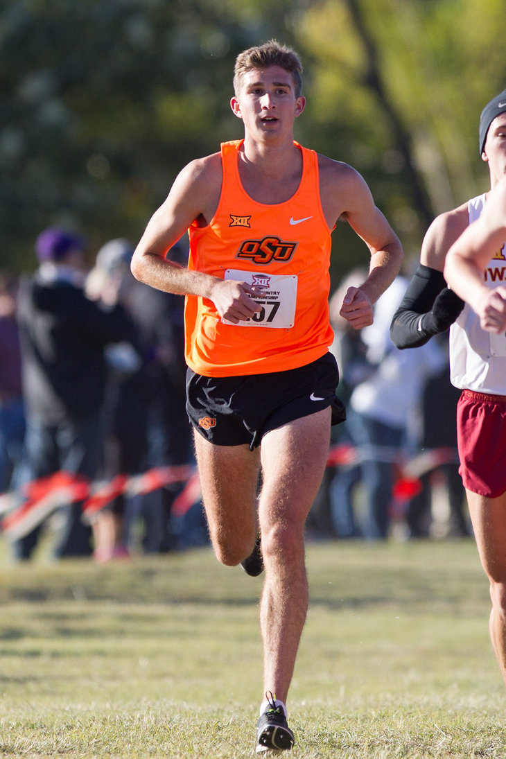 Noah Gade represents OSU at the Big 12 Men's Cross Country Championships.