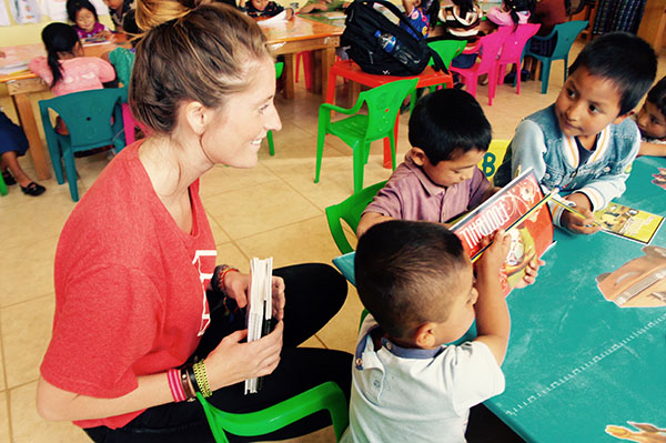 Giving out supplies in Central America.