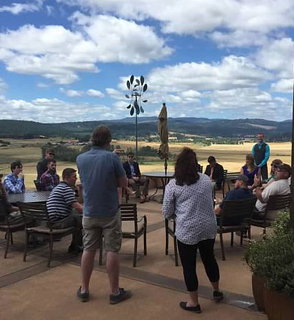 Students visiting the Van Duzer Vineyard