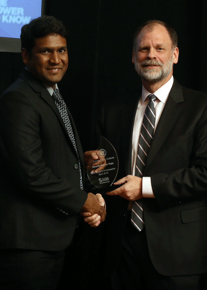 OSU student Mostakim Tanjil was awarded the SAS Ambassador Award.