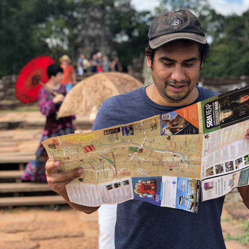 Jon map Jon checking a map