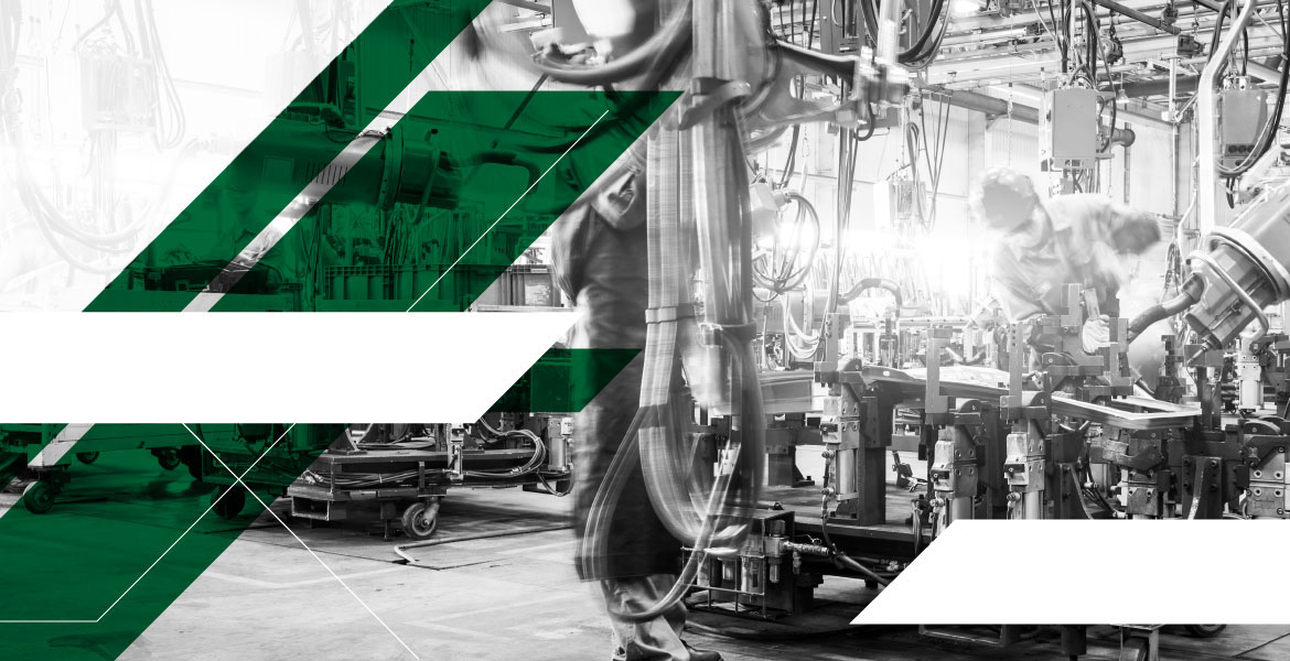 2019 Certificate for Emerging Leaders in Manufacturing, stock image of people in manufacturing warehouse with design overlay