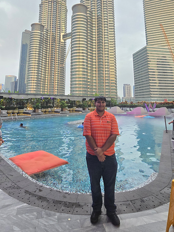 Mario Morales-Iturbe in front of the Petronas Towers