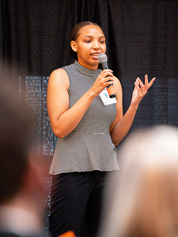 Mary Wellington Mary Wellington delivers her business pitch.