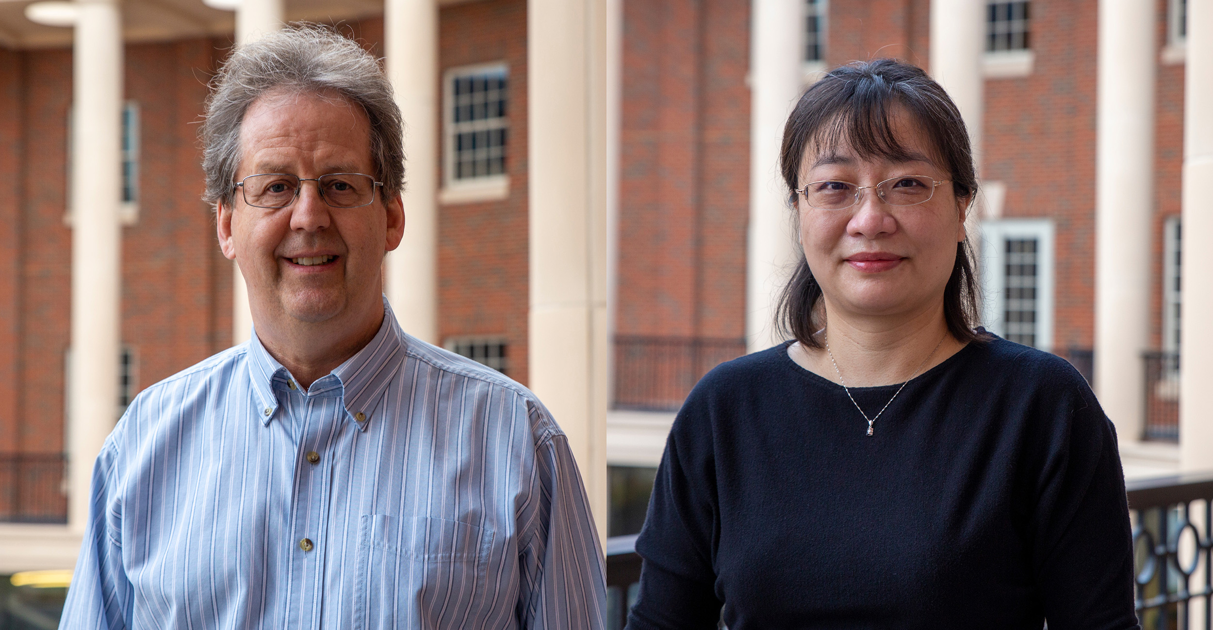 Side-by-side images of Dr. Dan Rickman on the left and Dr. Hongbo Wang on the right. These two OSU faculty members authored the research on this economic outlook.