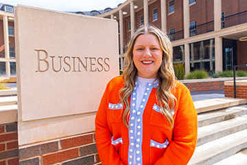 Stacey Brandhorst outside OSU's Business Building