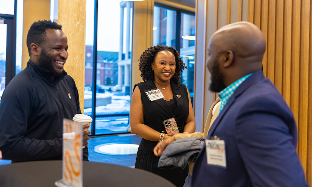 Students talking Students talk at the competition.