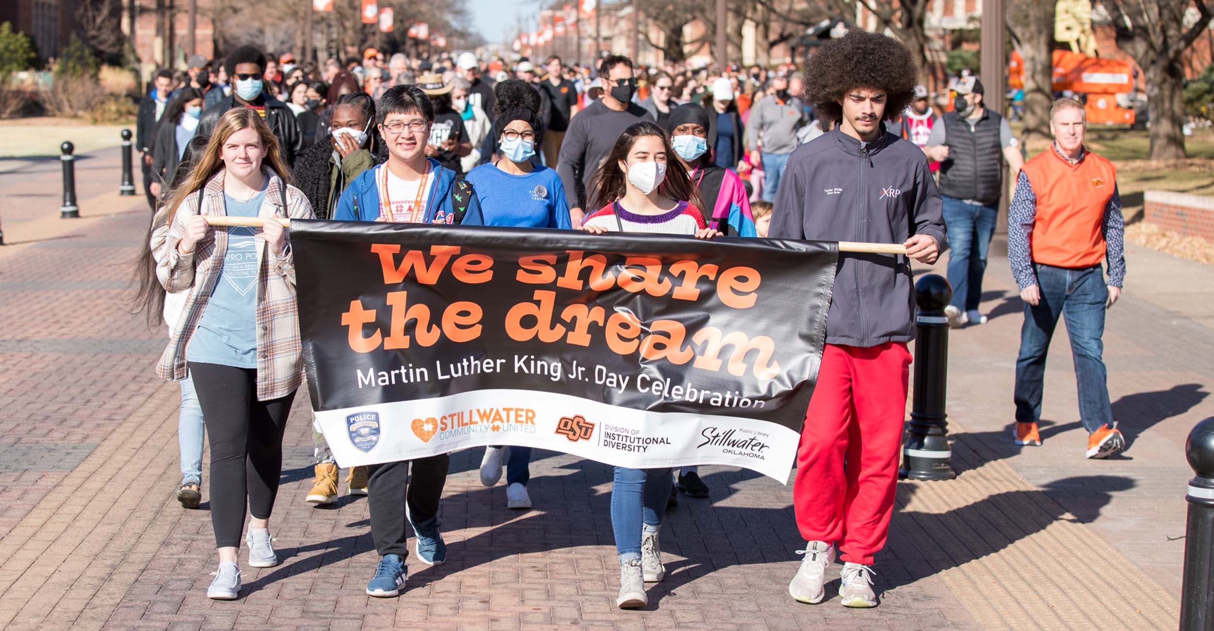 Students and community members march on Dr. Martin Luther King Jr. Day.