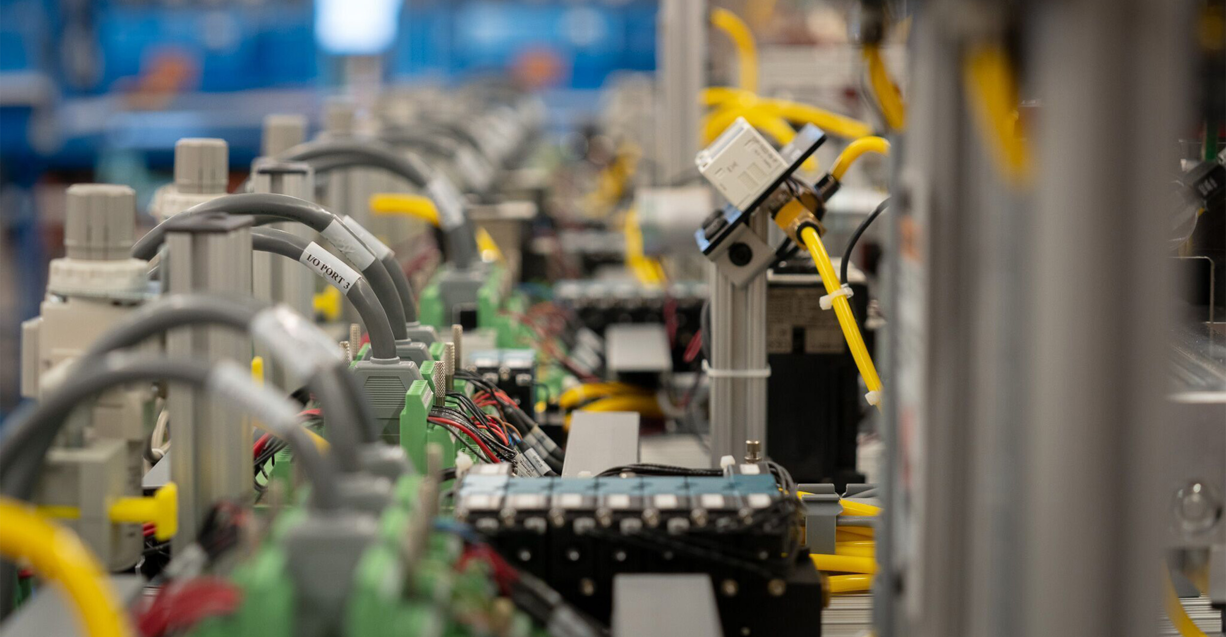 Internal electrical components on a workbench