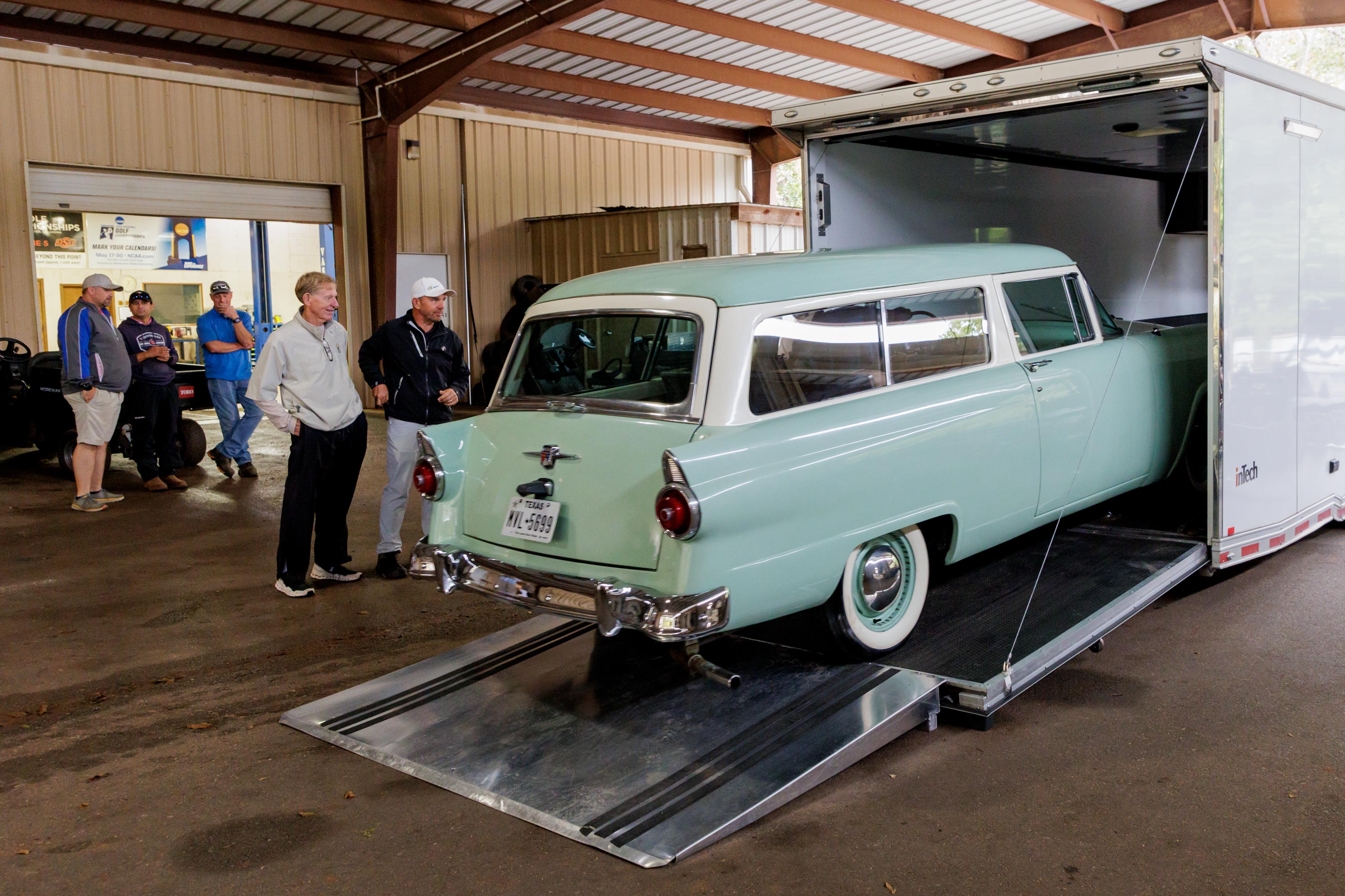 a replica of his 1955 Ford station wagon that served as his mobile office when he started his business. 