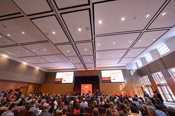 Oklahoma State University faculty, staff and leaders gather to launch Answering the Call: A Strategic Vision for The State’s University, a new five-year strategic plan focused on enhancing student success, expanding research impact and