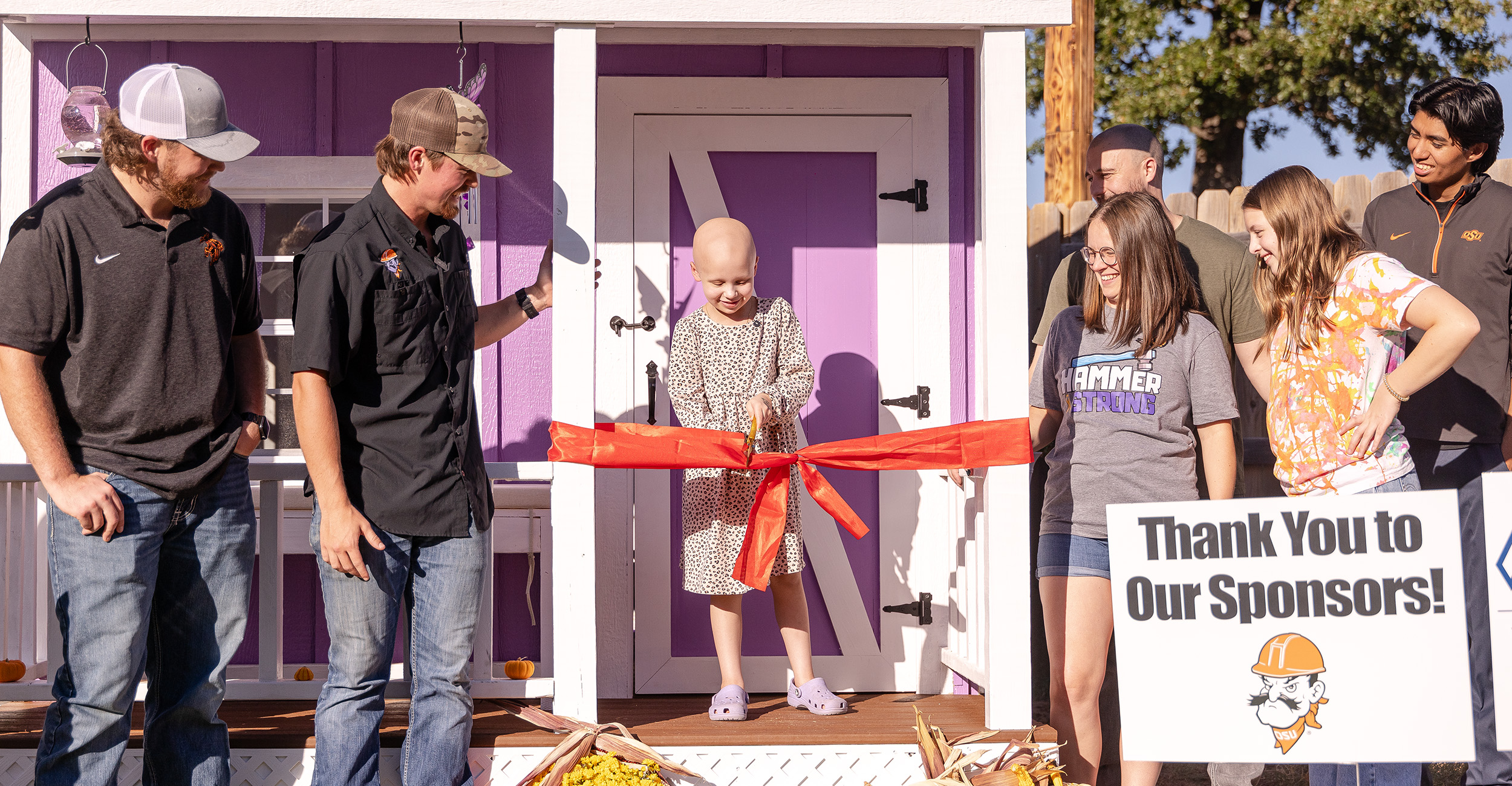 Homecoming surprise: OSU construction engineering technology students build playhouse for girl battling cancer