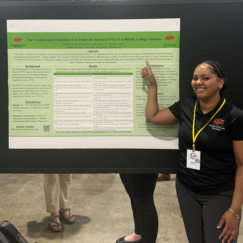 Ruthie Presswood, a psychology student presents her research poster