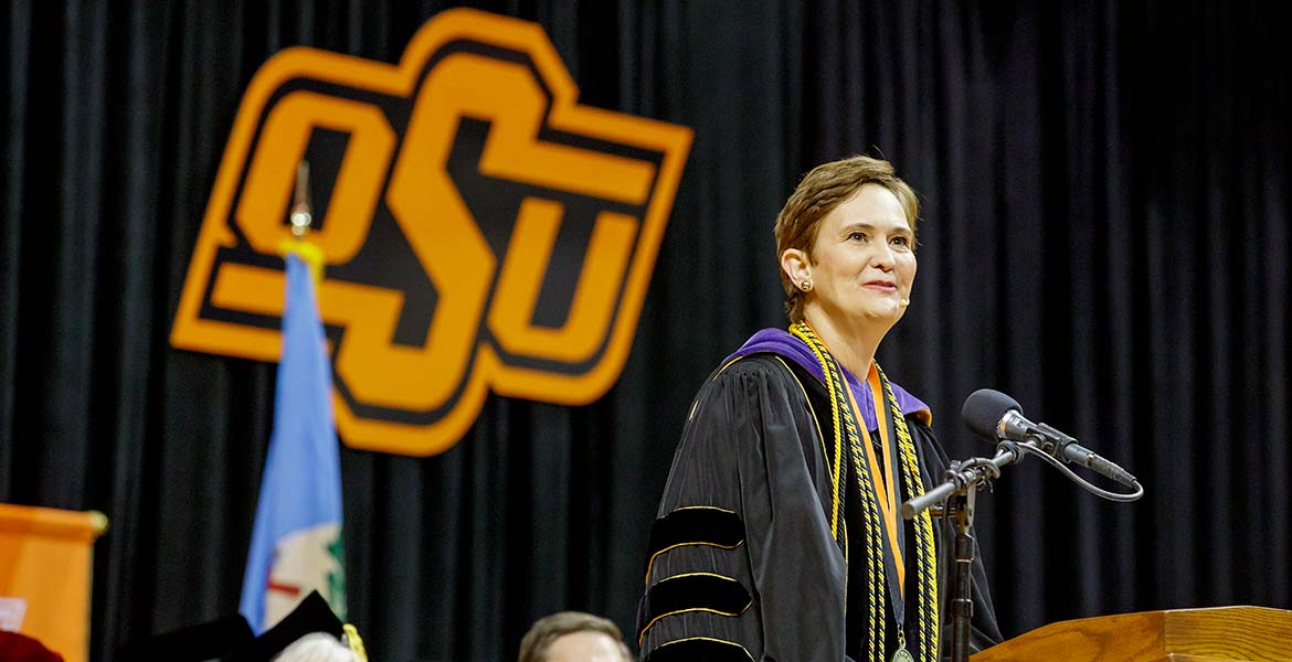 President Shrum presides over first commencement as ceremonies return