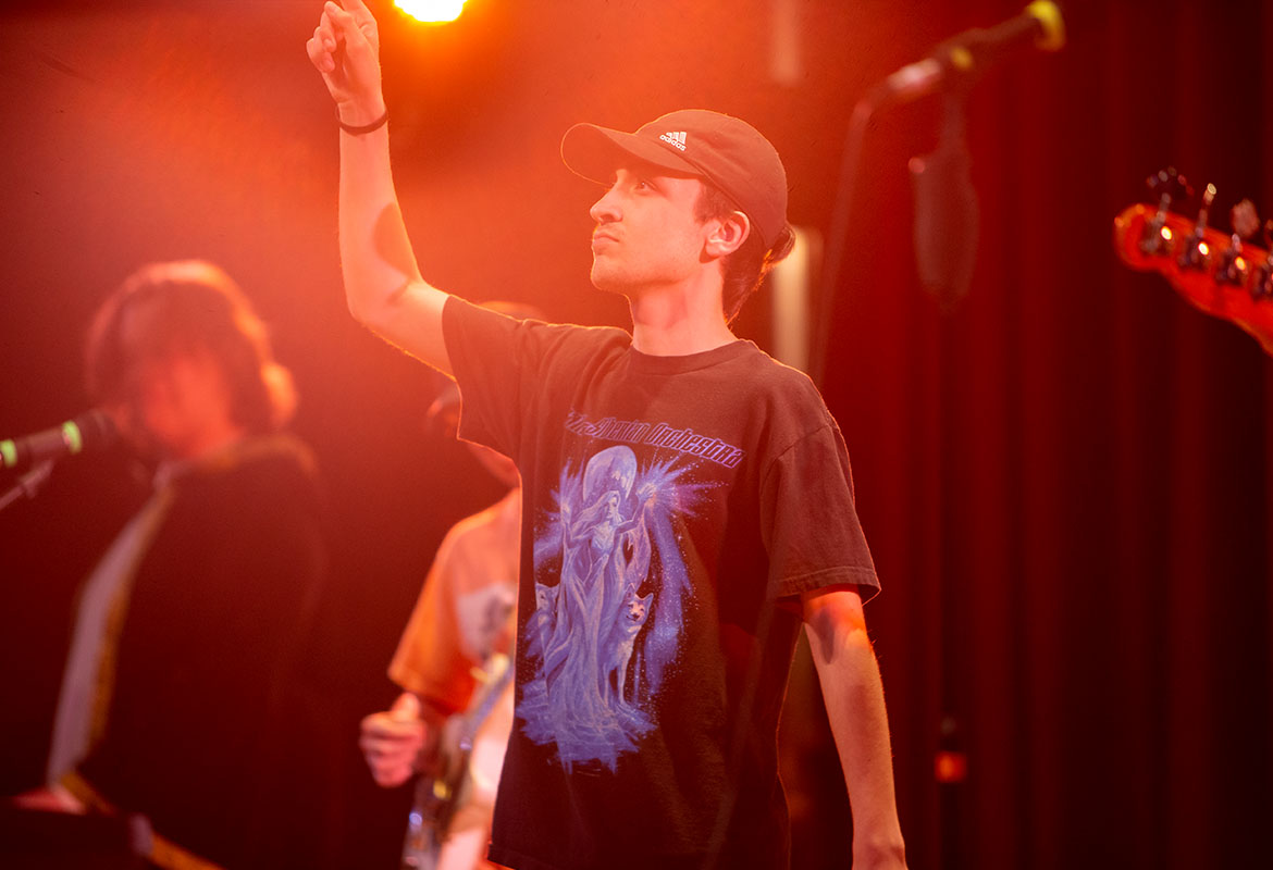 Student performing at the battle of the bands