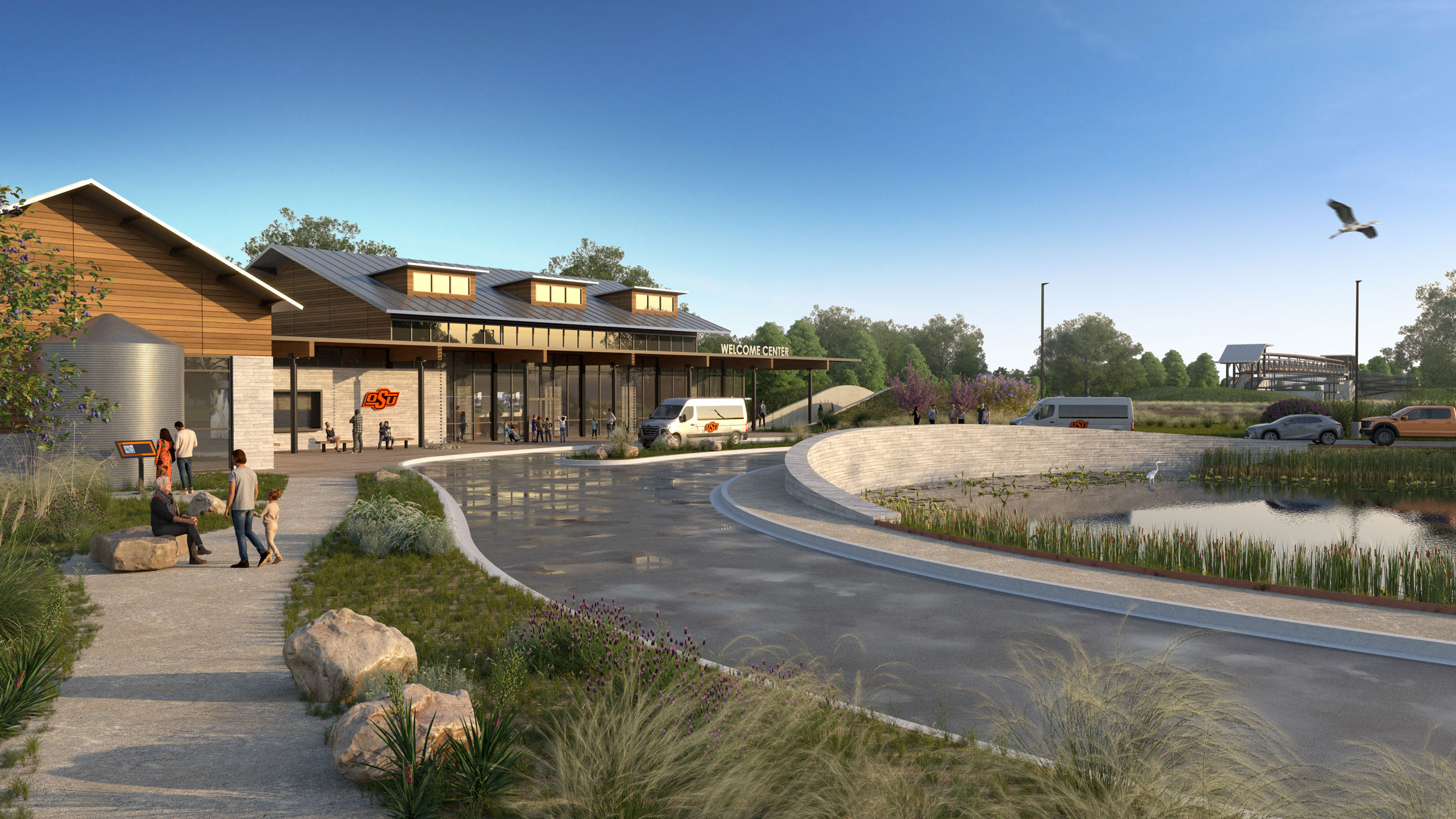 This rendering shows the proposed Welcome Center at The Innovation Park.