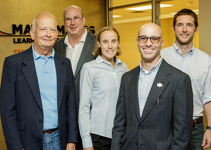 Oklahoma State University mathematics faculty members submitted a proposal that won a $3 million grant from the National Science Foundation’s Division of Undergraduate Education and students from across the state will benefit. Submitting the proposal were (from left) Dr. William Jaco, Dr. Michael Oehrtman, Dr. Allison Dorko, Dr. Michael Tallman and Dr. John Paul Cook.