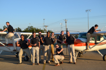 Flying Aggies having fun after winning