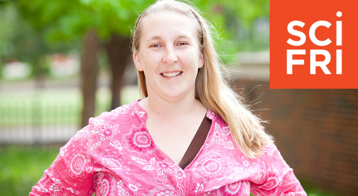 Alumna Dr. Nicole Colston with the Science Friday logo