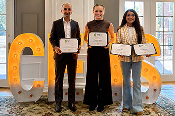 A photo of Gopal Lamichhane, First place; Isabella Hanks, Second place; and Tamanna Kinha, Third place and People's Choice Award