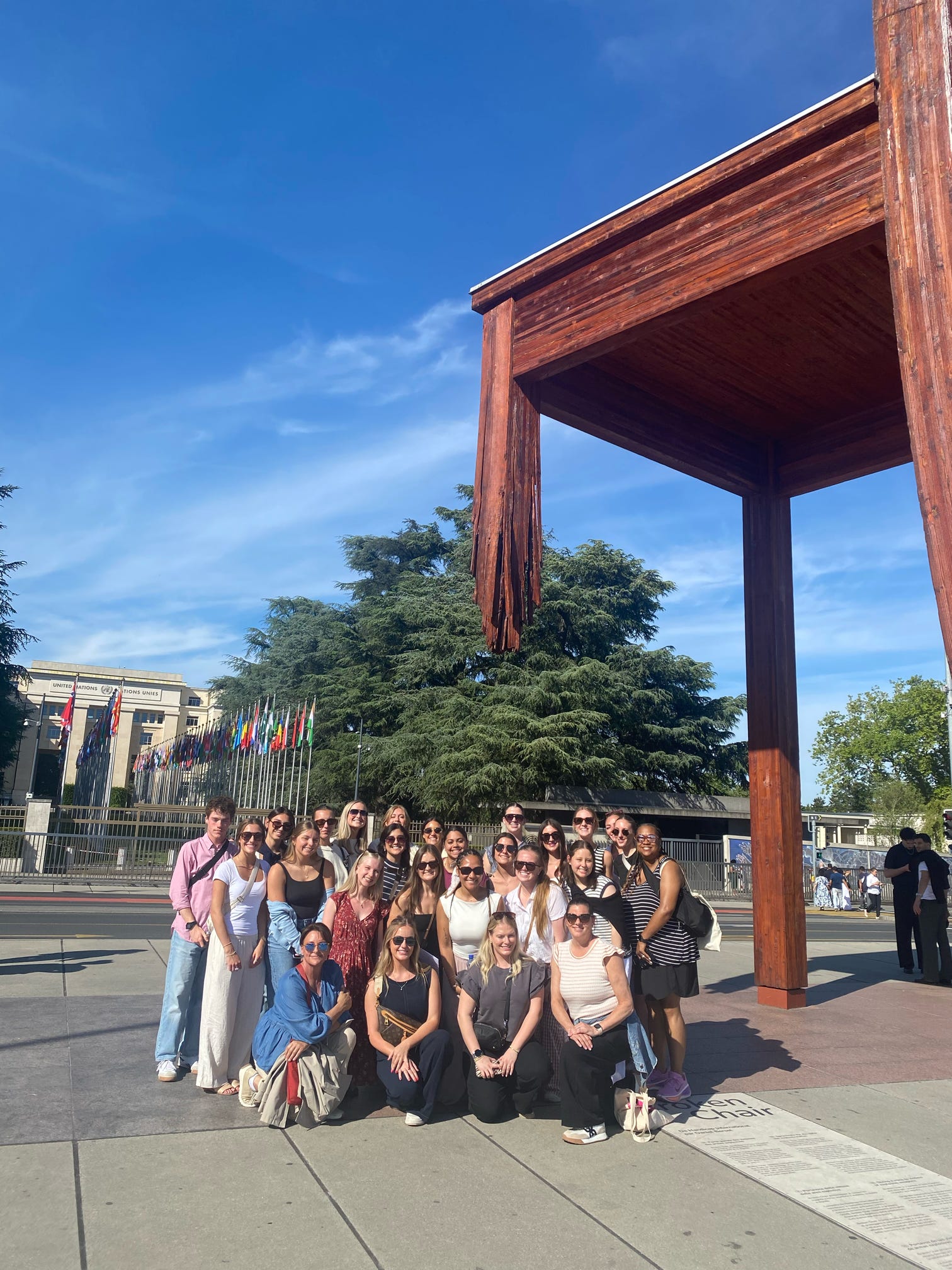 Students gather together outside