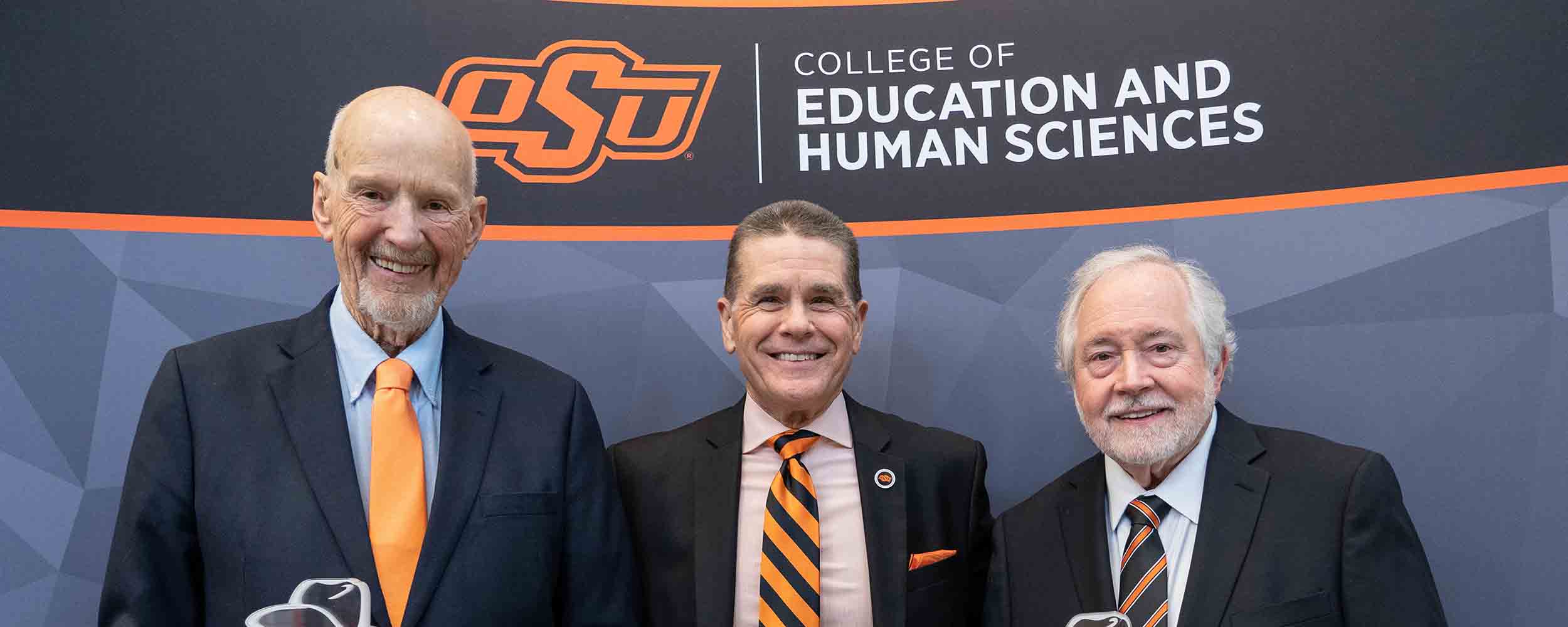 The College of Education and Human Sciences added two new members to its Hall of Fame and honored four Outstanding Alumni Award recipients during the 2022 Hall of Fame banquet on April 29 in the Nancy Randolph Davis building on the Stillwater campus.