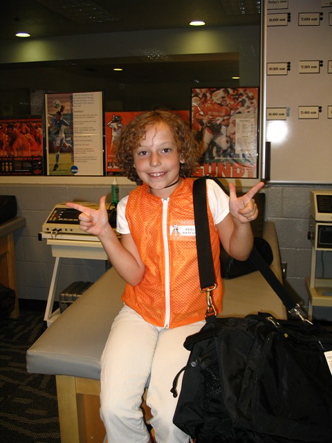 Ratcliff as a child in the athletic training room Ratcliff as a child in the athletic training room