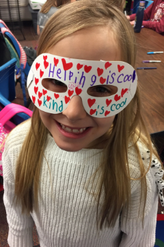 Student with a fun, hand-made mask