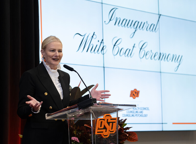OSU President Dr. Kayse Shrum speaks at White Coat Ceremony