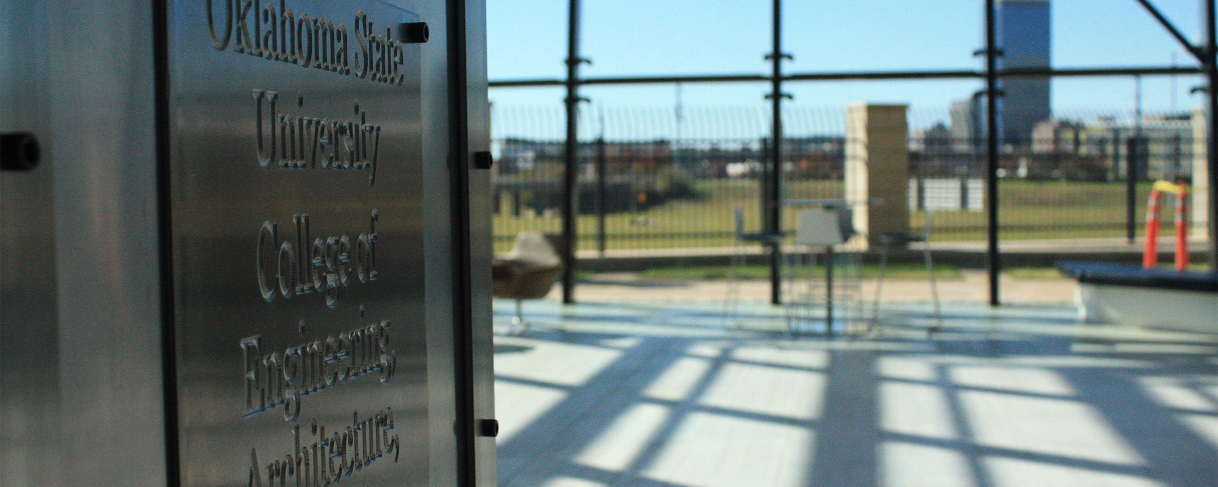 Photo of College of Engineering, Architecture and Technology podium inside OSU DISCOVERY.