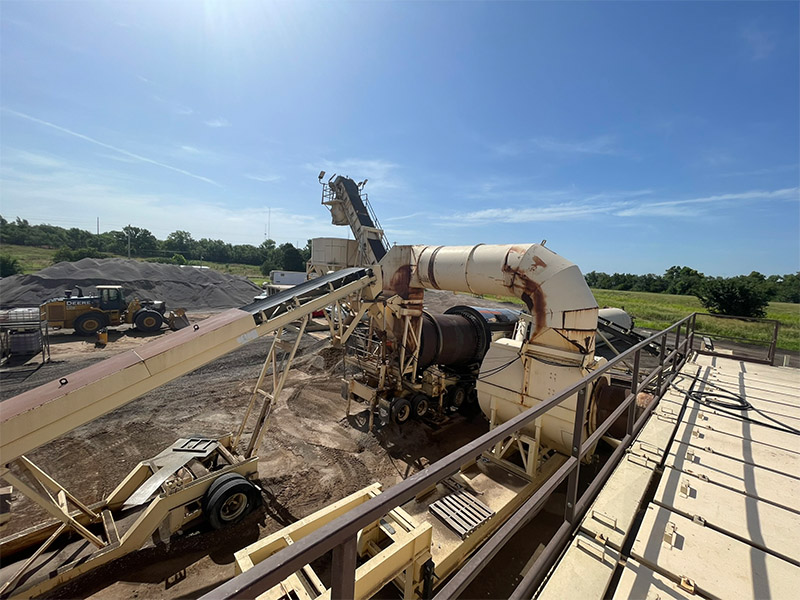 Shown is the process used to create asphalt, one of the construction materials being researched for this project to create Emergency Product Declarations for low-carbon construction materials.