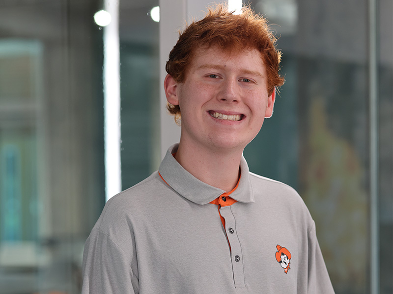 Austin Wallick stands inside Engineering South