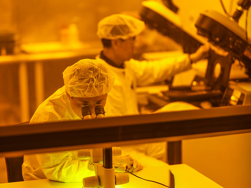 Dr. Weili Zhang conducts research in his lab