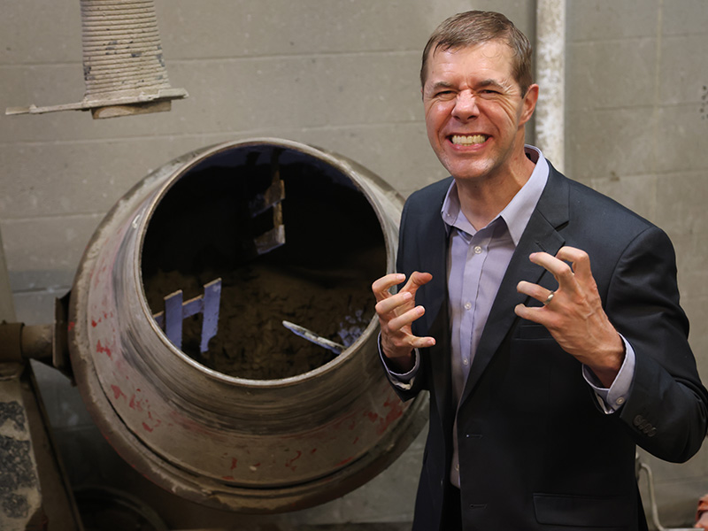 Dr. Tyler Ley in one of his concrete labs