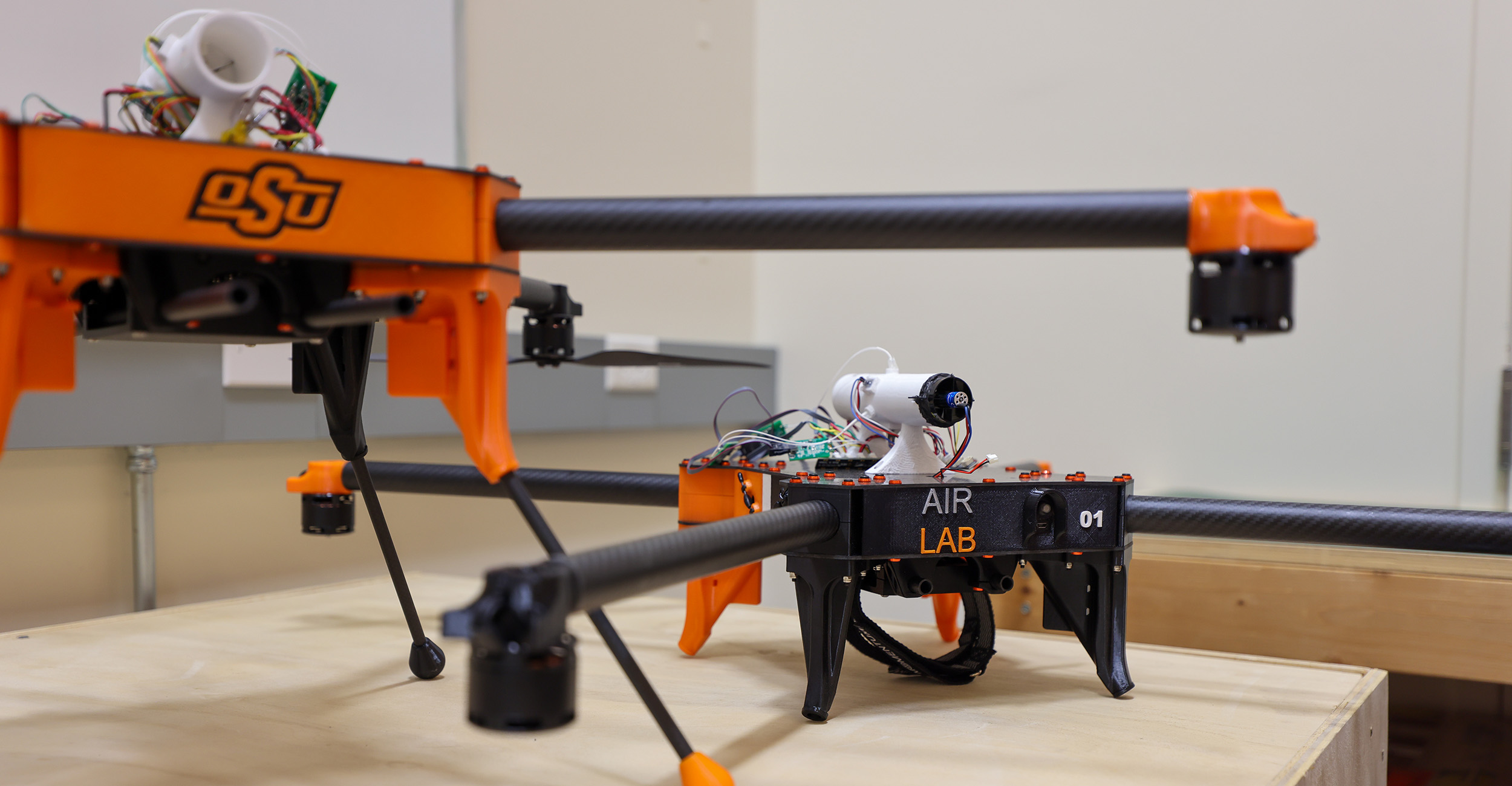 A close-up of two UAVs.